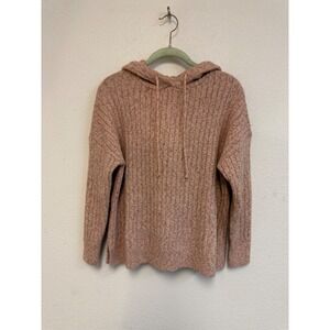 RD Style Women's XS Blush Pink Ribbed Knit Hooded Sweater Pullover Long Sleeve
